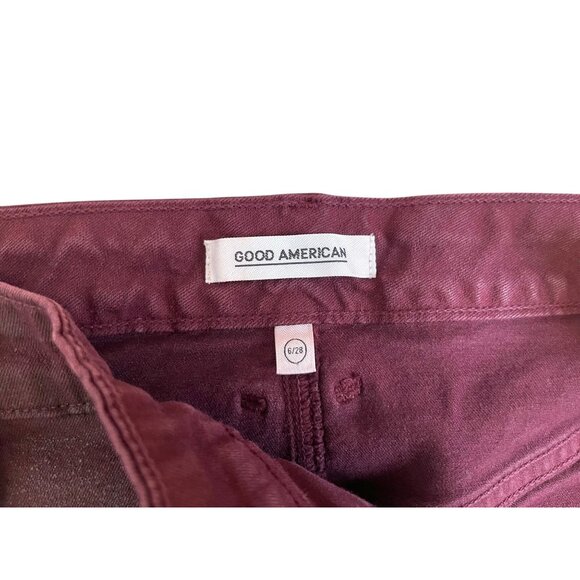 Good American Waxed Denim MiniSkirt in Bordeaux 6/28 - Picture 6 of 7